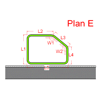 Maßblatt 5 - Rechteck-U mit Schräge (mit Vermaßung)