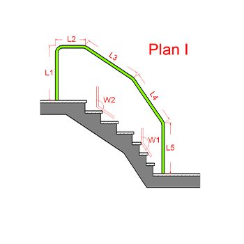Maßblatt 9 - Treppenform lang (mit Vermaßung)